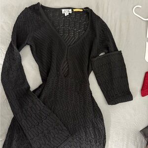 Black Knit V-Neck Dress by Future Collective